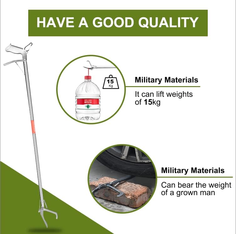 HOOJUKE Reptile Tongs Snake Grabber Tool lock 47 inch Aluminum Alloy Easy to Carry Foldable and Light with Zigzag Wide Jaw Stainless Steel Professional Outdoor Catch Snake Hooks - Image 3